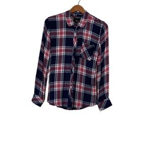 Rails Hunter Button Up Shirt XS Navy Rouge Cobalt  Plaid Western Cowgirl Boho